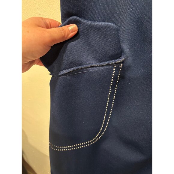 Vintage Henry-Lee Navy Short Sleeve Dress With Contrast Trim & Decorative Pocket - Picture 4 of 10
